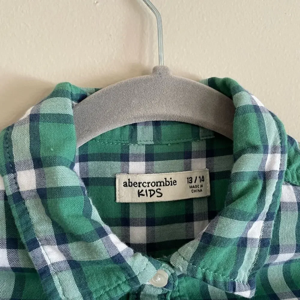 Abercrombie Kids Green Plaid Button Up